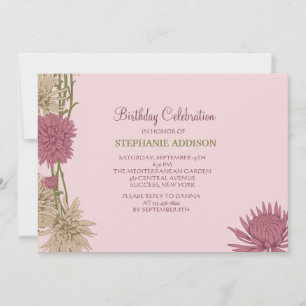 Chrysanthemums Floral Invitation Kaart