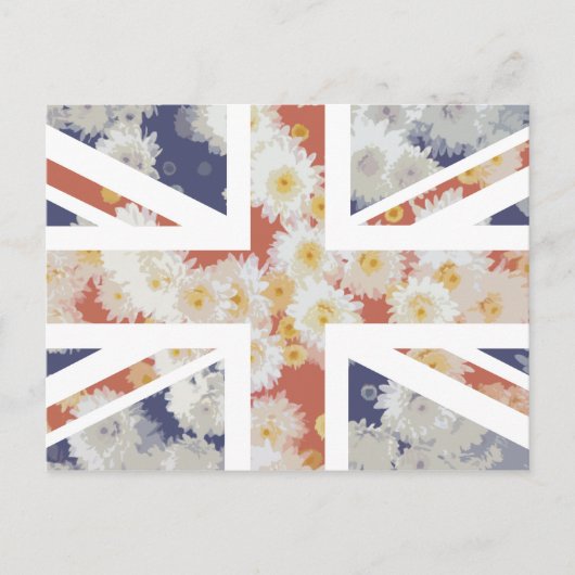 Chrysanthemums Flower Union Jack British (UK) Flag Briefkaart (Voorkant)