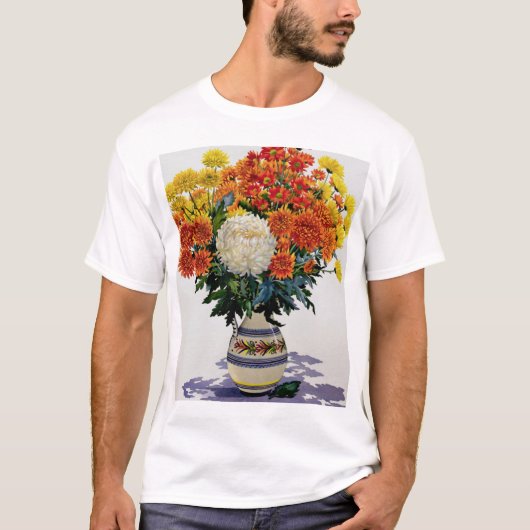 Chrysanthemums in een patterned jug 2005 t-shirt (Voorkant)
