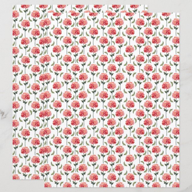 Chrysanthemums scrapbookpapier (Voorkant / Achterkant)