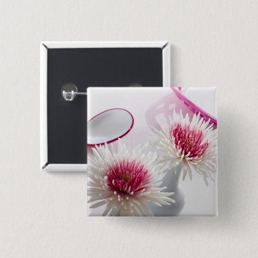 Chrysanthemums Vierkante Button 5,1 Cm (Voorkant /achterkant)