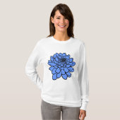 Chrysanthemumtekening - Zwart en Babyblauw T-shirt (Voorkant volledig)