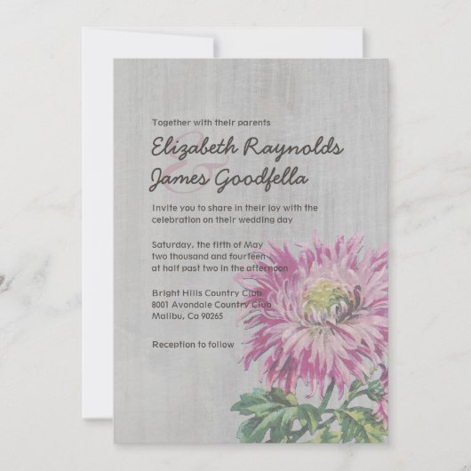 Chrysanths Wedding Invitations Kaart (Voorkant)
