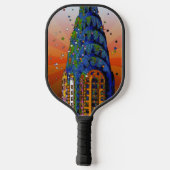 Chrysler Building #5 - Psychedelic Style Pickleball Paddle (Achterkant)