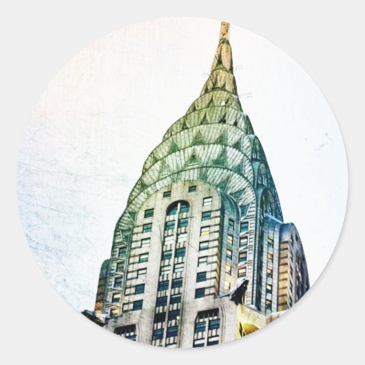 Chrysler Building - Bevroren - New York City Ronde Sticker (Voorkant)