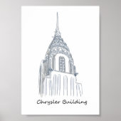 Chrysler Building Black en White Sketch Poster (Voorkant)