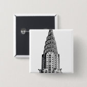Chrysler Building Dome Vierkante Button 5,1 Cm (Voorkant /achterkant)
