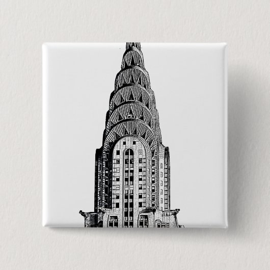 Chrysler Building Dome Vierkante Button 5,1 Cm (Voorkant)