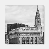 Chrysler Building, Flatiron, Clouds B&W Magneet (Voorkant)