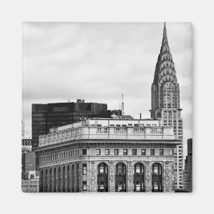 Chrysler Building, Flatiron, Clouds B&W Magneet