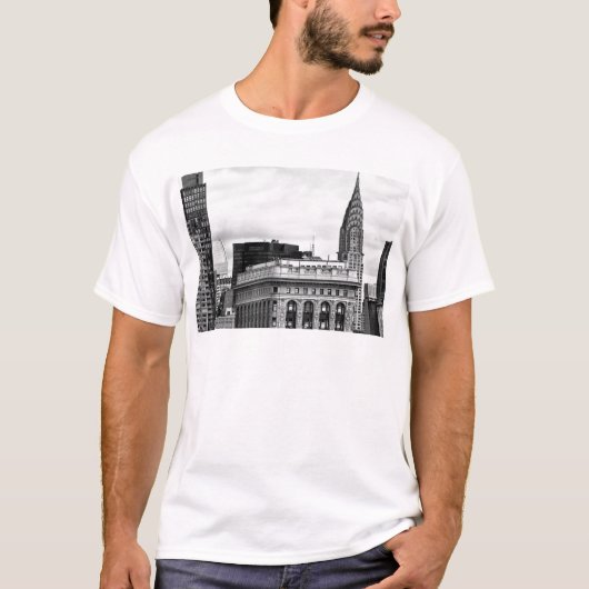 Chrysler Building, Flatiron, Clouds B&W T-shirt (Voorkant)