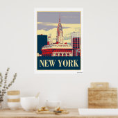 Chrysler Building in Red White Blue Poster (Keuken)
