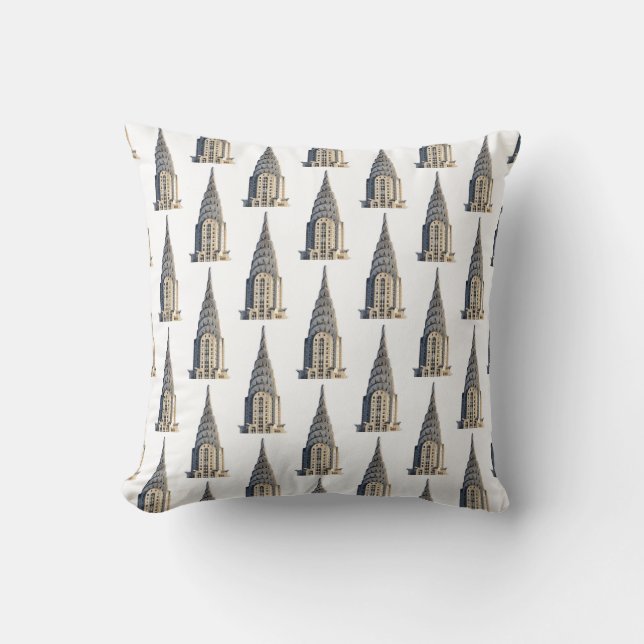 Chrysler Building Koepelpatroon Zwart op Wit Kussen (Voorkant)