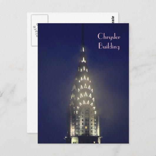 Chrysler Building Lit up to Dusk in the Mist Briefkaart (Voorkant / Achterkant)
