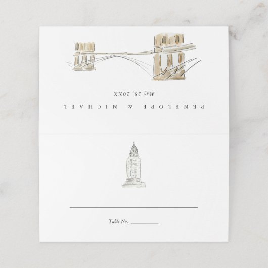 Chrysler Building New York City bruiloft gevouwen Plaatskaartje (Buitenkant ongevouwen)