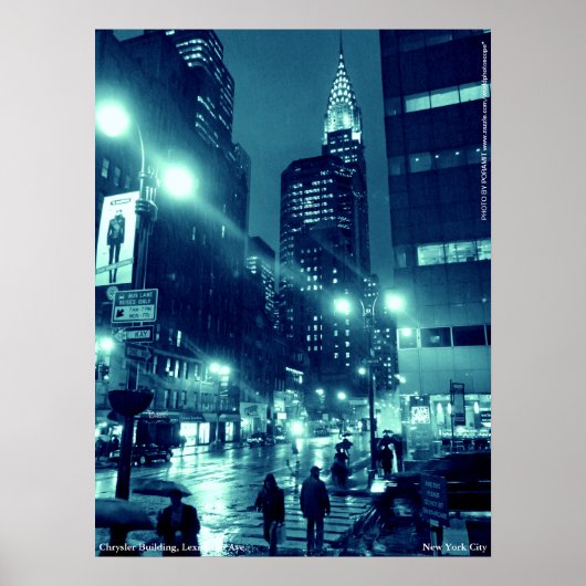 Chrysler Building NYC Blue Poster 18x24 (Voorkant)