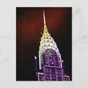 Chrysler Building - Paars en rood - NYC Briefkaart