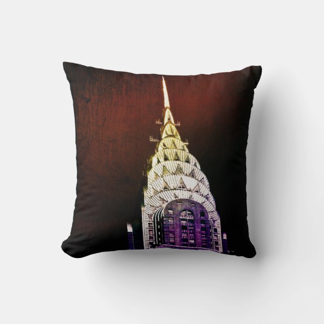 Chrysler Building - Paars en rood - NYC Kussen (Voorkant)