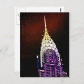 Chrysler Building - Paarse en rode - NYC Briefkaart (Voorkant / Achterkant)