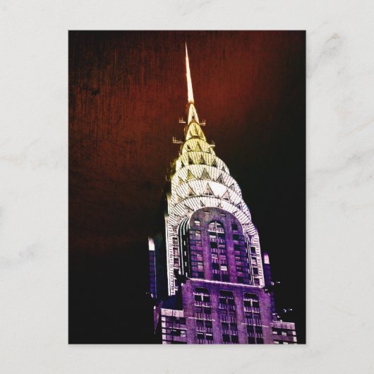 Chrysler Building - Paarse en rode - NYC Briefkaart (Voorkant)