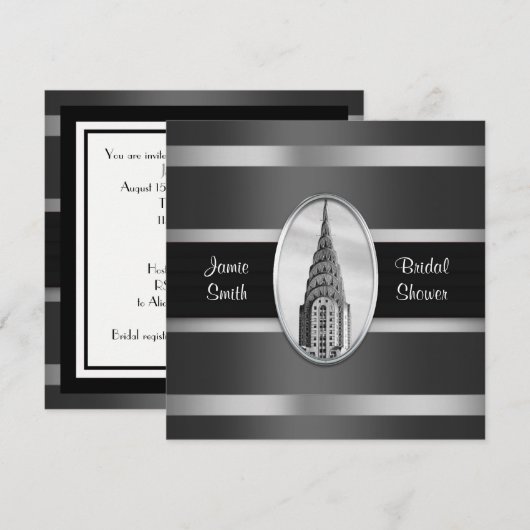 Chrysler Building Shower Noite Black, zilver Kaart (Voorkant / Achterkant)