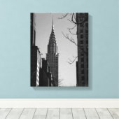 Chrysler Building-zwart-wit Canvas Print (Insitu (Houten vloer))