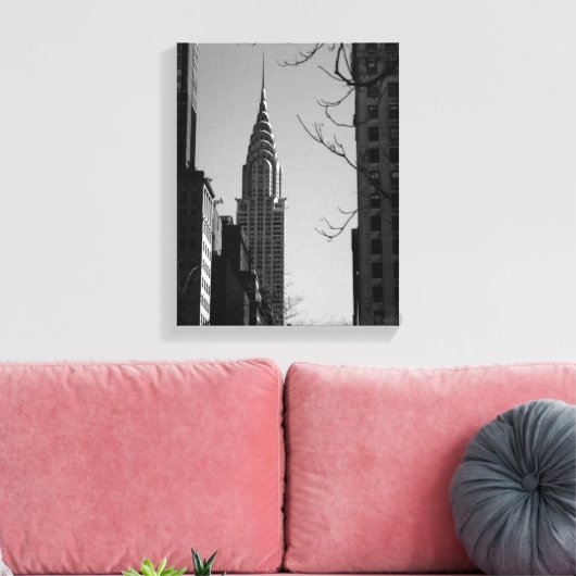 Chrysler Building-zwart-wit Canvas Print (Insitu (Woonkamer))