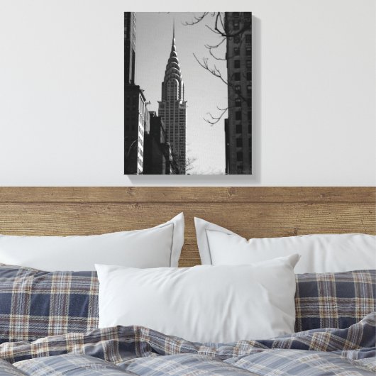 Chrysler Building-zwart-wit Canvas Print (Insitu (Slaapkamer))