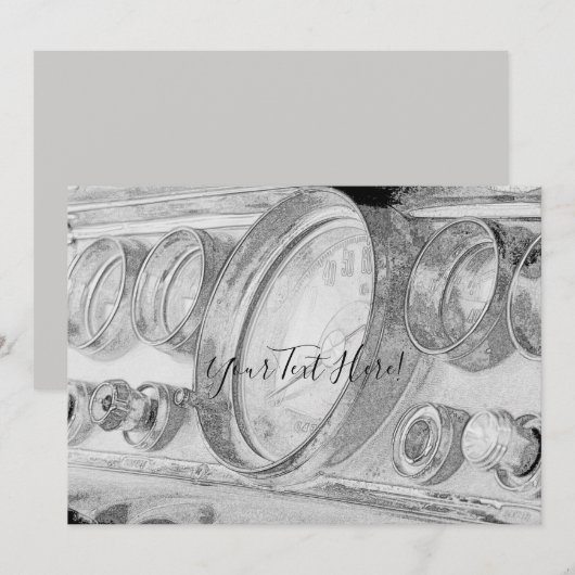 Chrysler Dashboard Sketch Jouw tekst Invitation Kaart (Voorkant / Achterkant)