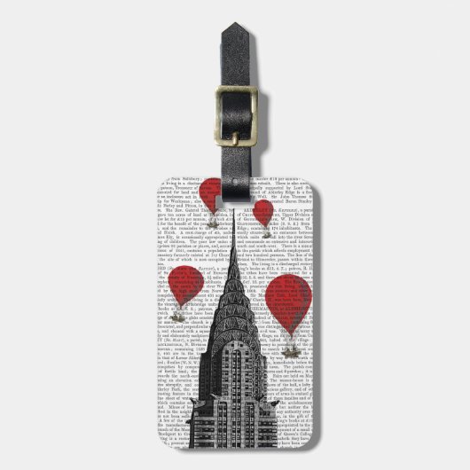 Chrysler-gebouw en Red Hot Air-ballonnen Bagagelabel (Voorkant verticaal)