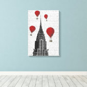 Chrysler-gebouw en Red Hot Air-ballonnen Canvas Afdruk (Insitu (Houten vloer))