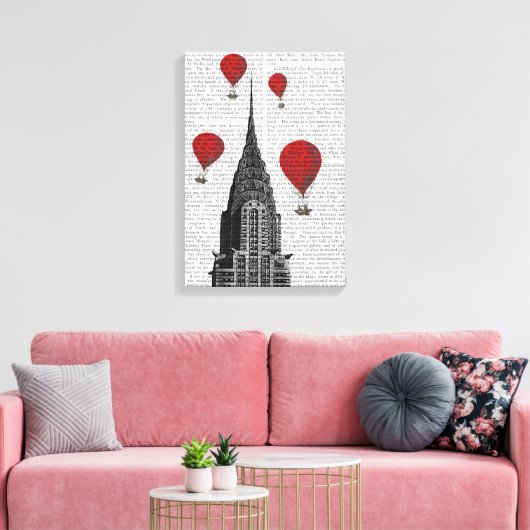 Chrysler-gebouw en Red Hot Air-ballonnen Canvas Afdruk (Insitu (Woonkamer))