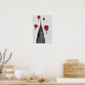 Chrysler-gebouw en Red Hot Air-ballonnen Poster (Keuken)