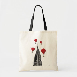 Chrysler-gebouw en Red Hot Air-ballonnen Tote Bag