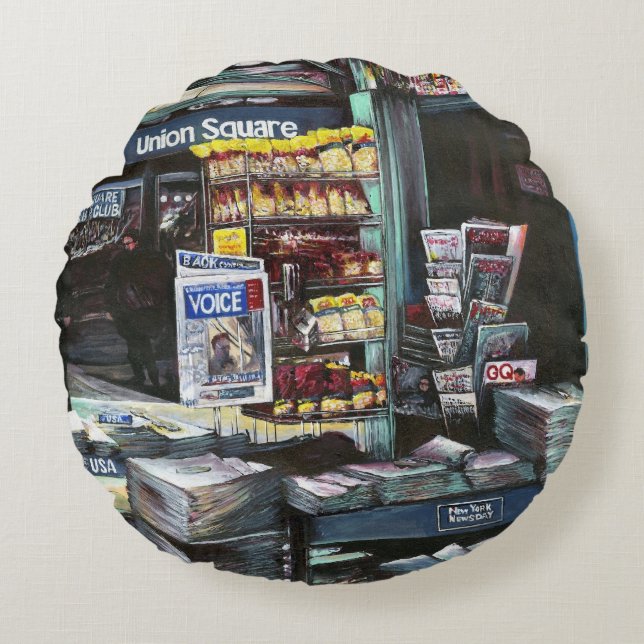 Chrysocolia Morning, Union Square, NYC Rond Kussen (Voorkant)