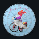 Chtistmas Dart Board Happy Gnome met cadeaus Dartbord<br><div class="desc">Vrolijk kerstfeest - Grappig koepel met bijten en cadeautjes - Cartoon Tekenend vun Happy Little Gnome - Kies / voeg uw unieke tekst toe - Naam / Lettertype / kleuren - Maak uw speciale cadeautje - Resize en beweeg of verwijder en voeg elementen / afbeelding met aanpassingshulpmiddel toe! - Tekening...</div>