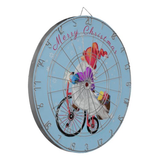 Chtistmas Dart Board Happy Gnome met cadeaus Dartbord (Voorkant Links)
