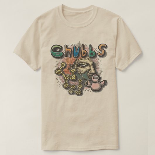 Chubbs artsy collage grafisch t-shirt (Design voorkant)