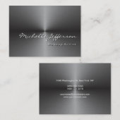 Chubby afgeronde hoek metallic zilver grijs visitekaartje (Voorkant / Achterkant)