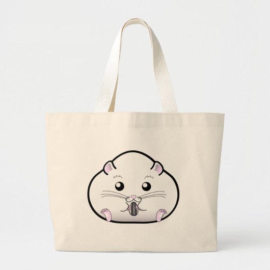 Chubby All White Russian Dwarf Hamster Grote Tote Bag (Voorkant)