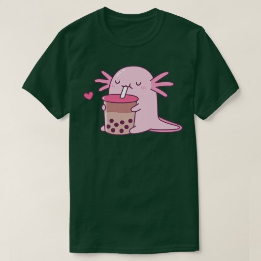 Chubby Axolotl Enjoys Bubble Tea T-shirt (Design voorkant)