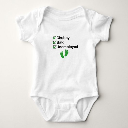 Chubby Bald Unemployed Funny Newborn Baby Romper (Voorkant)