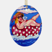 Chubby Beach Diva met Martini Round Ornament (Rechts)