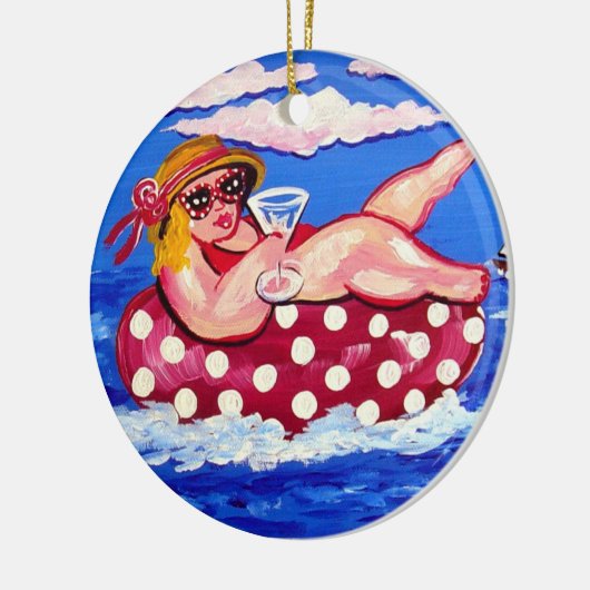 Chubby Beach Diva met Martini Round Ornament (Links)