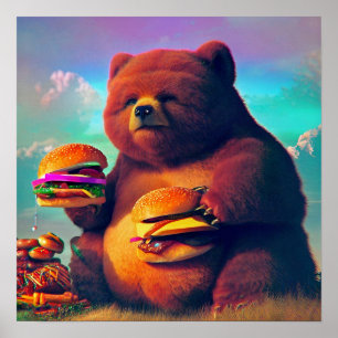 Chubby Beer Eet Cheeseburgers Poster