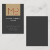 Chubby beige red grijs chic monogram visitekaartje (Voorkant / Achterkant)