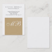 Chubby Beige Script Monogram White Visitekaartje (Voorkant / Achterkant)