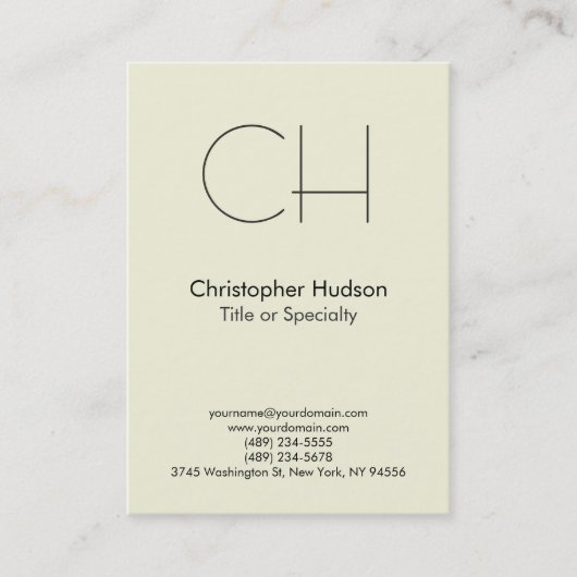 Chubby Beige Trendy Modern Monogram Visitekaartje (Voorkant)