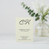 Chubby Beige Trendy Script Monogram Visitekaartje (Staand voorkant)