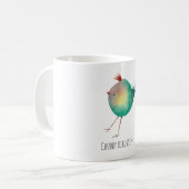 Chubby Bird Peep, Whimsical bird, colourfull Koffi Koffiemok (Voorkant links)